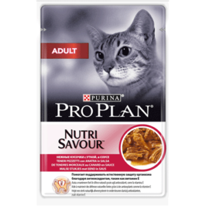 NUTRISAVOUR® EN SAUCE AU CANARD POUR CHAT ADULTE - PURINA PRO PLAN